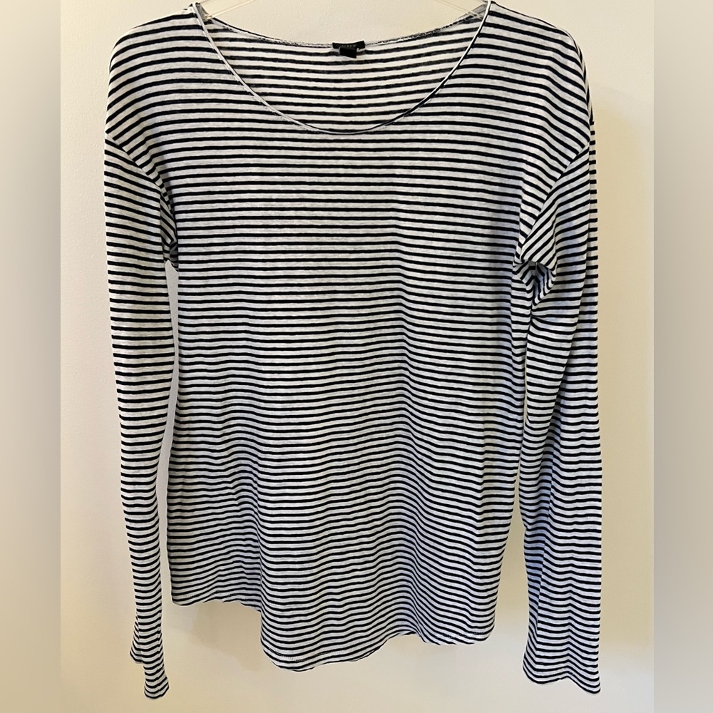 JCrew Long Sleeve Striped Linen and Cotton Top Size S